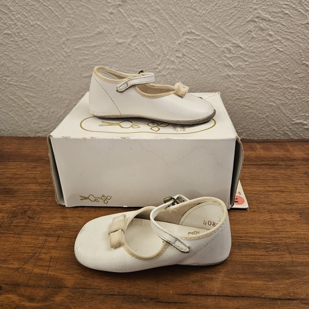 Vintage Baby Deer Soft Soles 3N Baby Shoes Original Box Infant White READ